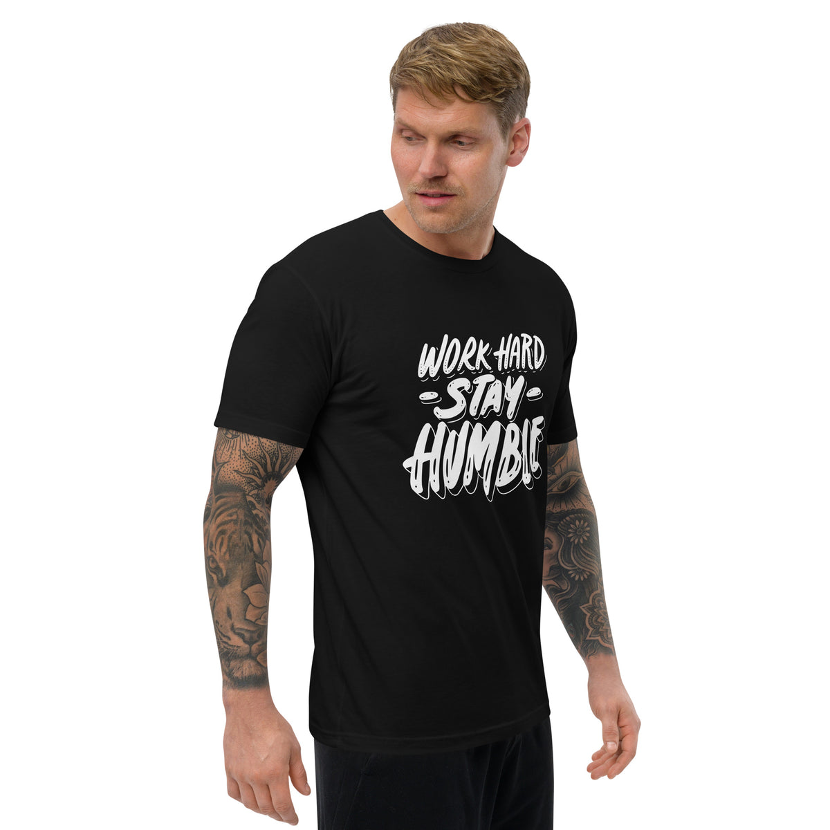 work hard stay humble tshirt man