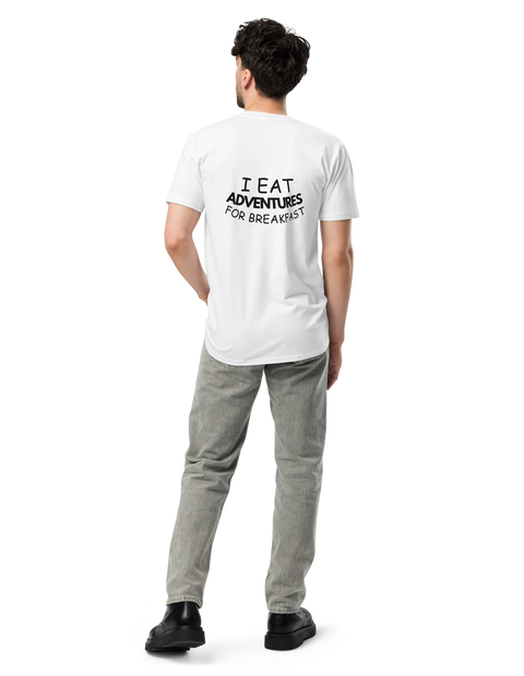 i eat adventure for breakfast man tshirt